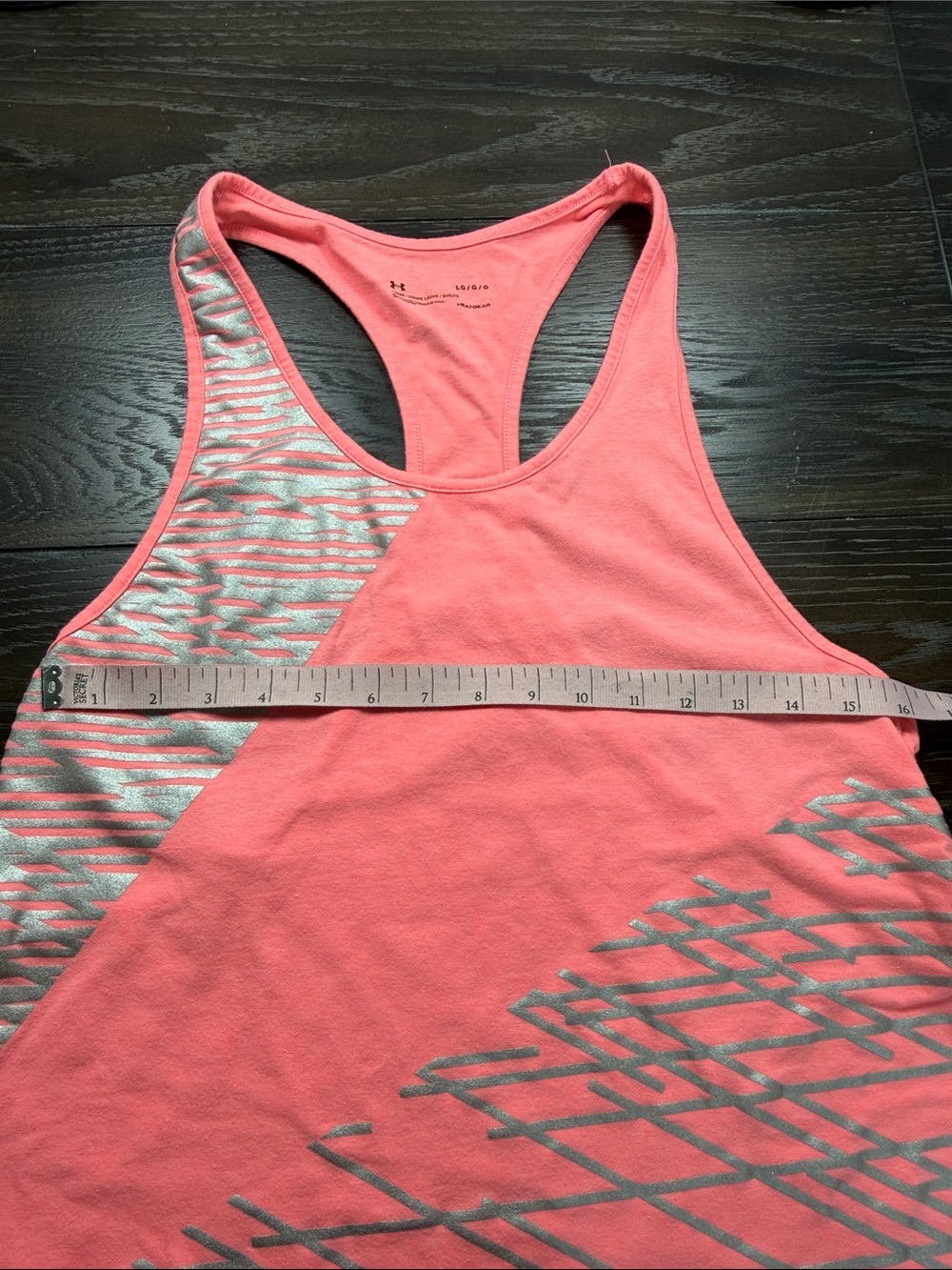 Under Armour Women’s Coral Racerback Tank with Silver Graphic Accents Large - Picture 6 of 8